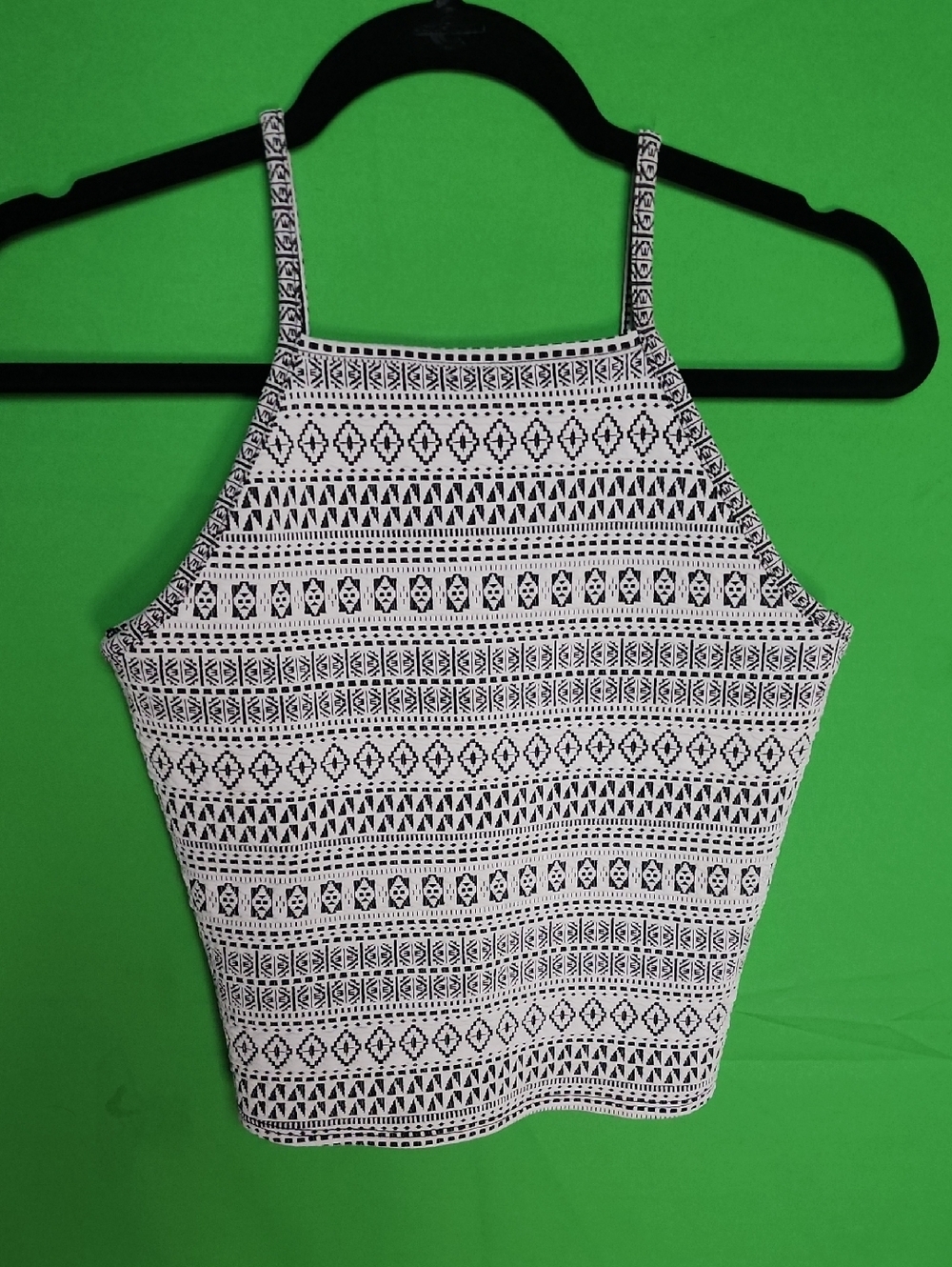 Garage Black & White Tribal Print Crop Tank Top S/P